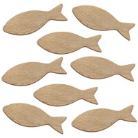 15 Holz Streuteile Fische in Braun. gallery