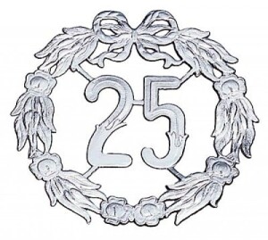 Jubiläumskranz 25, Silberne Hochzeit, 18 cm.