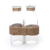 Glas Väschen Duo mit Juteverzierung gallery