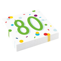 20er Pack Servietten 80. Geburtstag, bun gallery