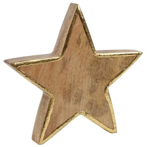 Großer Mangoholz Stern, Weihnachten, mit Rand in...