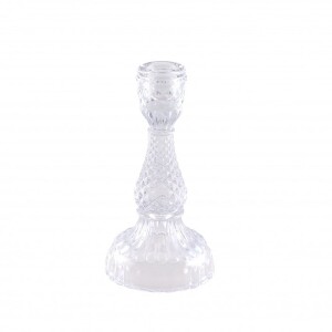 Glas Kerzenständer in Kristall-Optik, 16,5 cm.