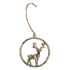 Anhänger, Christbaumschmuck, Metall Ring mit Hirsch...