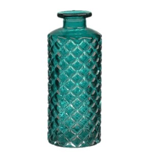 Glas Väschen schmal, Raute in Smaragdgrün, 13,2...