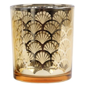 Großes Teelichtglas, Windlicht Art Déco in...