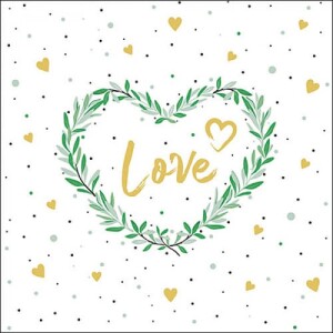 20er Pack Servietten Hochzeit, Herz -Love-, 33 x 33 cm.