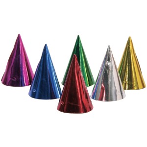 6 Partyhütchen, bunt metallic.