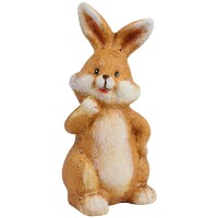 Keramik Osterhase, Pfote oben, in Braun, gallery