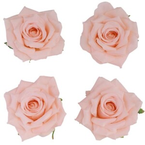 4er Set Kunstblume Rosenkopf in Peach, 90 mm.