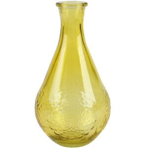 Glas Flaschen Vase Dahlia in Gelb, 16 cm.