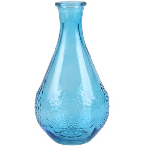Glas Flaschen Vase Dahlia in Pazifikblau, 16 cm.