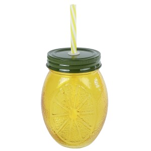 Sommer Glas mit Schraubdeckel und Trinkhalm in...
