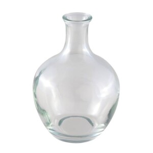 Kleines Glas Flaschen Väschen, bauchig, klar, 11,5 cm.