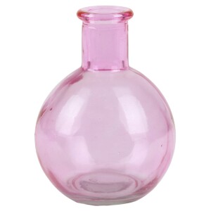 Glas Väschen kugelrund in Rosa, 10 cm.