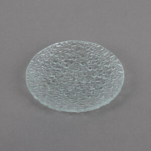 Glas Kerzenteller rund mit Struktur, 98 mm.
