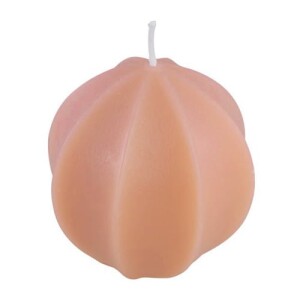 Kugelkerze, Kaktuskerze mit Rillen in Peach, 72 x 71 mm.