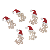6 Holz Streudeko Weihnachten -HoHoHo- in Rot/Hellbraun,...