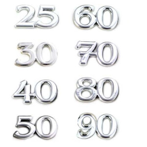 Jubiläumszahl 25 in Silber, 15 mm,10 Stück