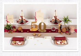 Goldene Hochzeit Tischdeko in Bordeaux