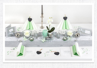 Silbernen Hochzeit Tischdeko in Mint-Silber