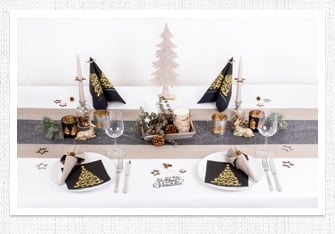 Tischdeko Advent, Winter, Weihnachten Stylisch in Schwarz-Gold