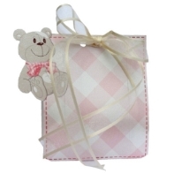 Bonboniere mit Teddy zum Beschriften in rosa