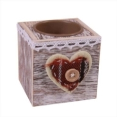 Holz Teelichthalter mit Herz