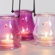 Glas Windlicht in lila