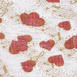 Deko Vlies mit Herzen und Noten