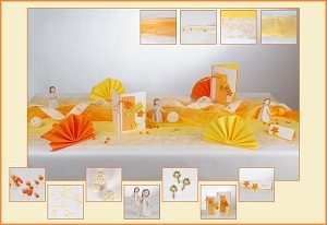 Tischdeko Kommunion Gelb-Orange