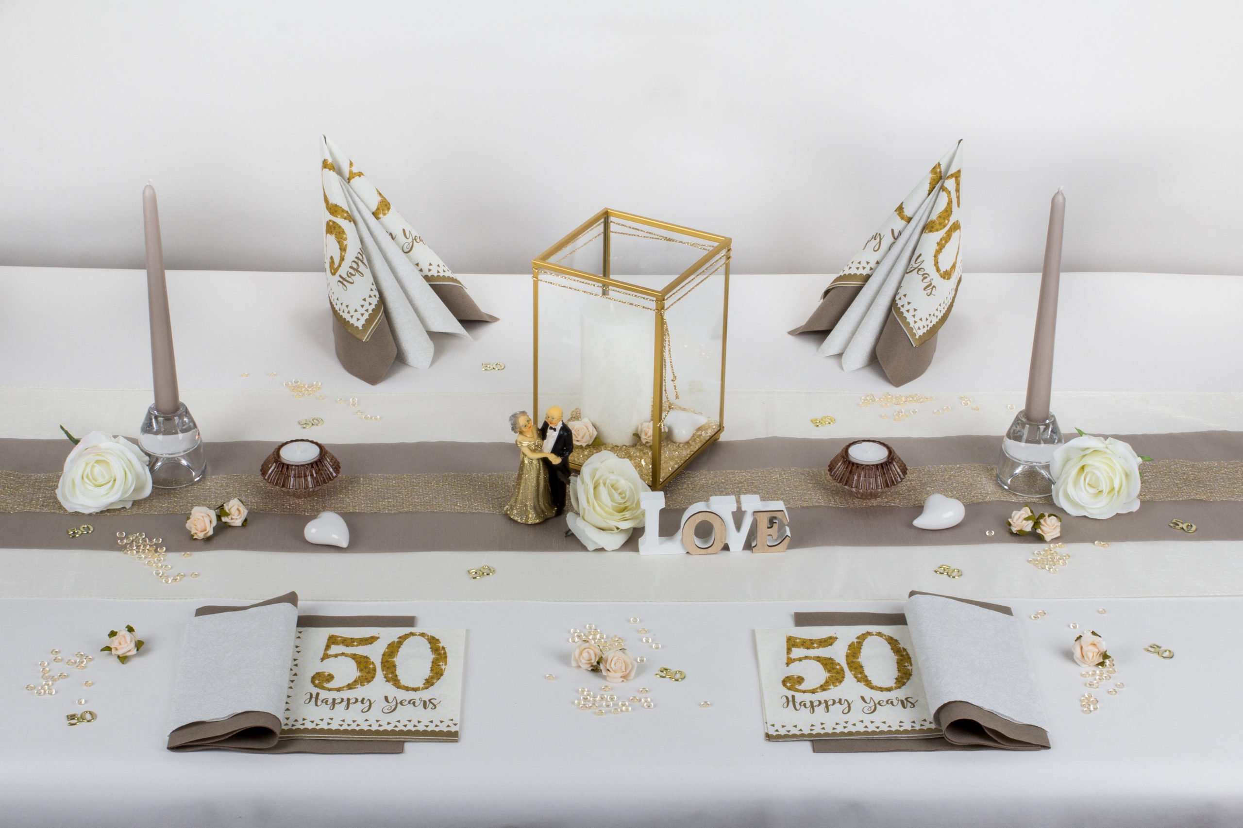 Goldene Hochzeit 50 Jahre verheiratet, lasst uns Feiern! Tafeldeko