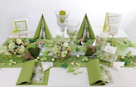 Mustertisch zur Hochzeit in Grün und Weiß