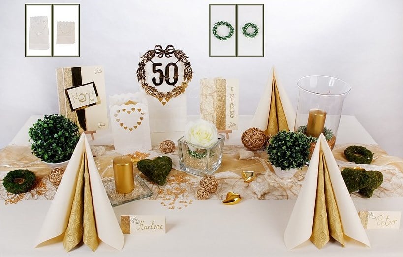 Goldene Hochzeit Tischdeko Gold