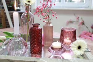 Glas Deko in Pink und Rosa