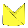 Die Serviette oval ausformen und die Bischofsmütze kann aufgestellt werden.